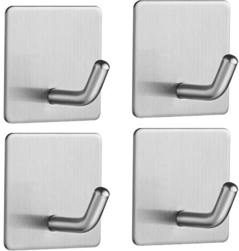4 Stück Wandhaken aus Edelstahl, selbstklebend, ohne Bohren, Handtuchhalter mit Klebestreifen, Haken für Badezimmer, Woh...