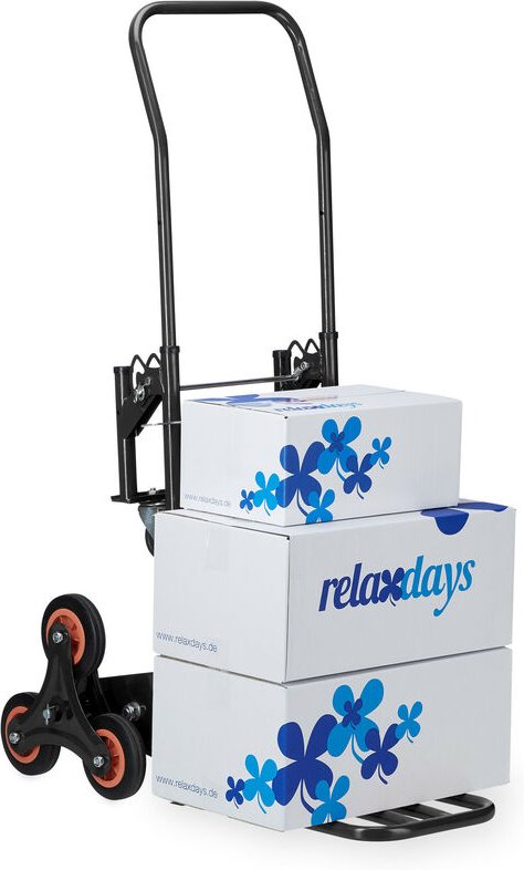 Relaxdays - Sackkarre Treppensteiger, klappbarer Transportwagen, bis 50/150 kg, Vollgummireifen, höhenverstellbar, schwa...
