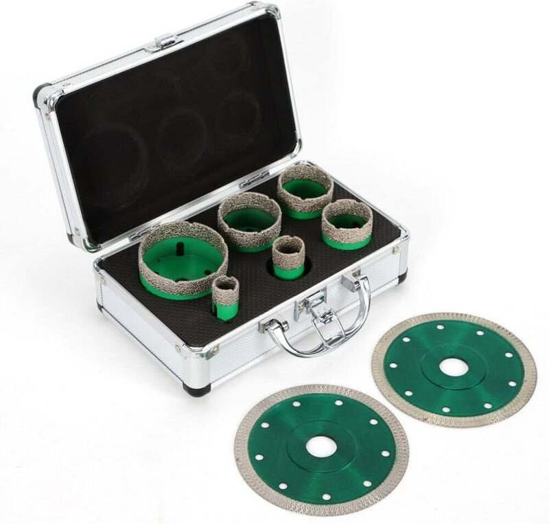 6tlg M14 Diamant Fliesenbohrer Set Bohrkronen Diascheibe Winkelschleifer 20-68mm