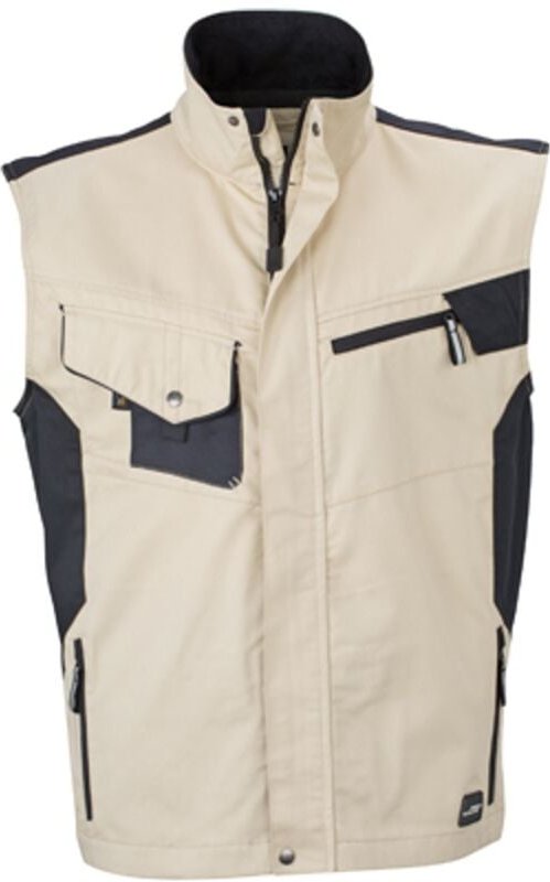 James & Nicholson Workwear Weste JN822 Gr. XL stone/black