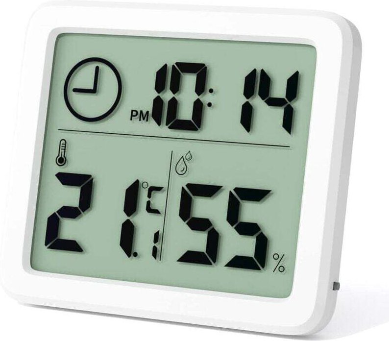 Digitales Mini-Thermometer für den Innenbereich, professionelles, tragbares Hygrometer mit großem Display und Uhr. Präzi...