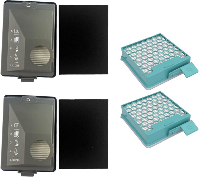 Trade-Shop 4in1 Filter-Set (2x Feinstaub-Filter + 2x HEPA-Filter) kompatibel mit Miele Boost CX1 Staubsauger ersetzt CX-...