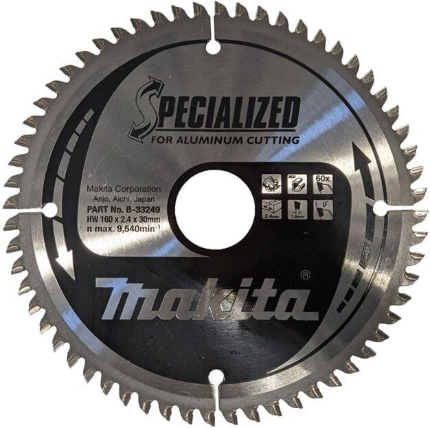 B-33249 Specialized TCT-Kreissägeblatt 160 x 30 mm, 60 Zähne, Aluminium - Makita