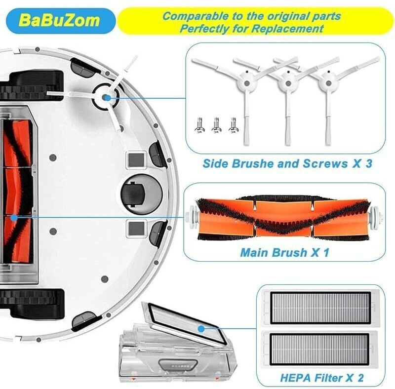 Ersatzteilset für Xiaomi Roborock S50, S51, S55, S5, S60, S65, S6, Ersatzteile für Roborock S5 Max, S6 Max, S6 Pure