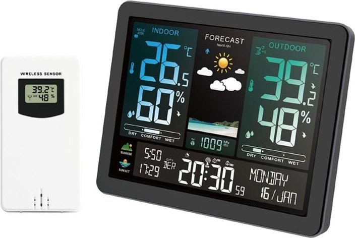 USB-Stecker Außenthermometer Multifunktionale Wetteruhr Digitales drahtloses Hygrometer