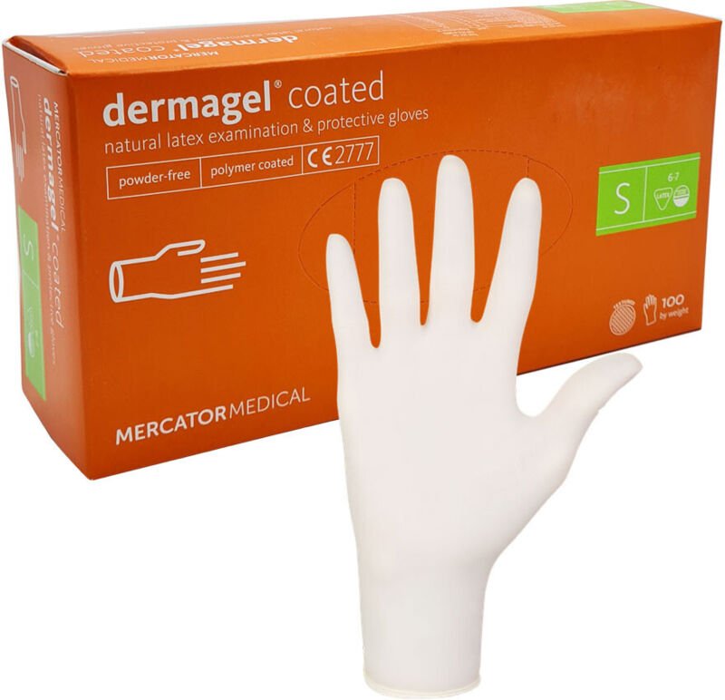 S Mercator Dermagel beschichtete Latexhandschuhe, 100 Stück