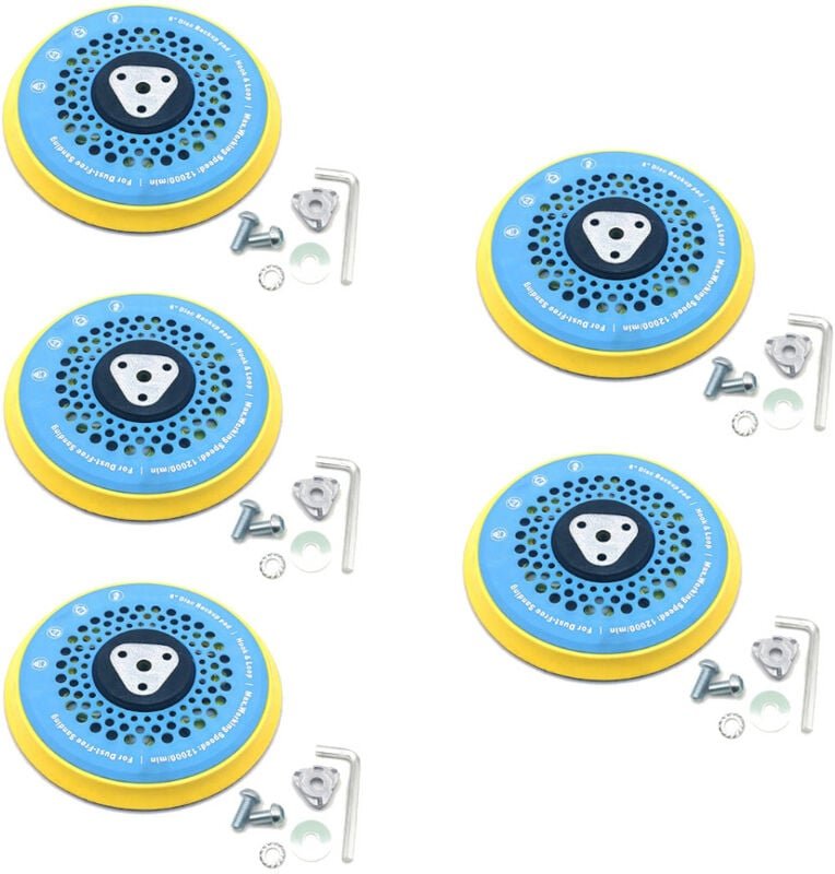 Trade-Shop Klett Haftteller / Schleifteller / Stützteller 150mm Durchmesser M8 5/16' Gewinde 12000 u/min + Adapter Set f...