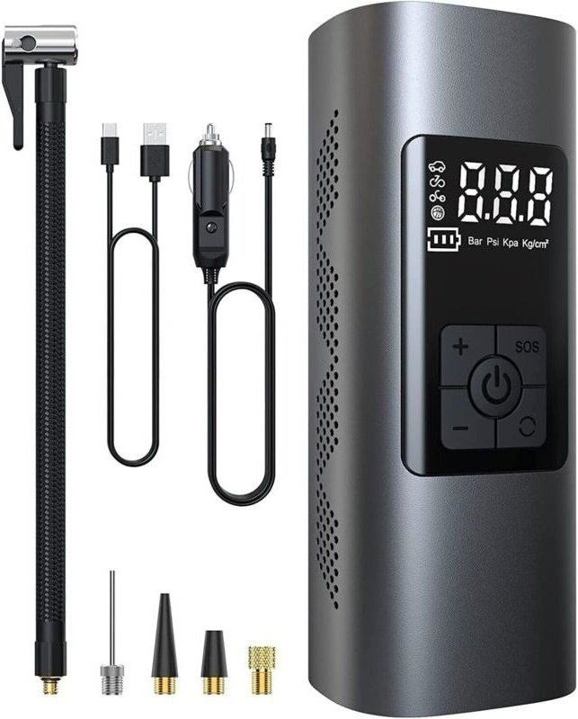 Elektrische Mini-Luftpumpe, wiederaufladbare Auto-Luftpumpe, tragbarer, kabelloser Reifenfüller (150 PSI) mit digitalem ...