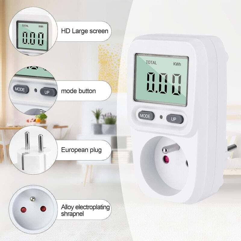 Wattmeter-Steckdosen-Energiezähler, Energieverbrauchszähler, Stromverbrauchsregler mit LCD-Bildschirm, maximale Leistung...