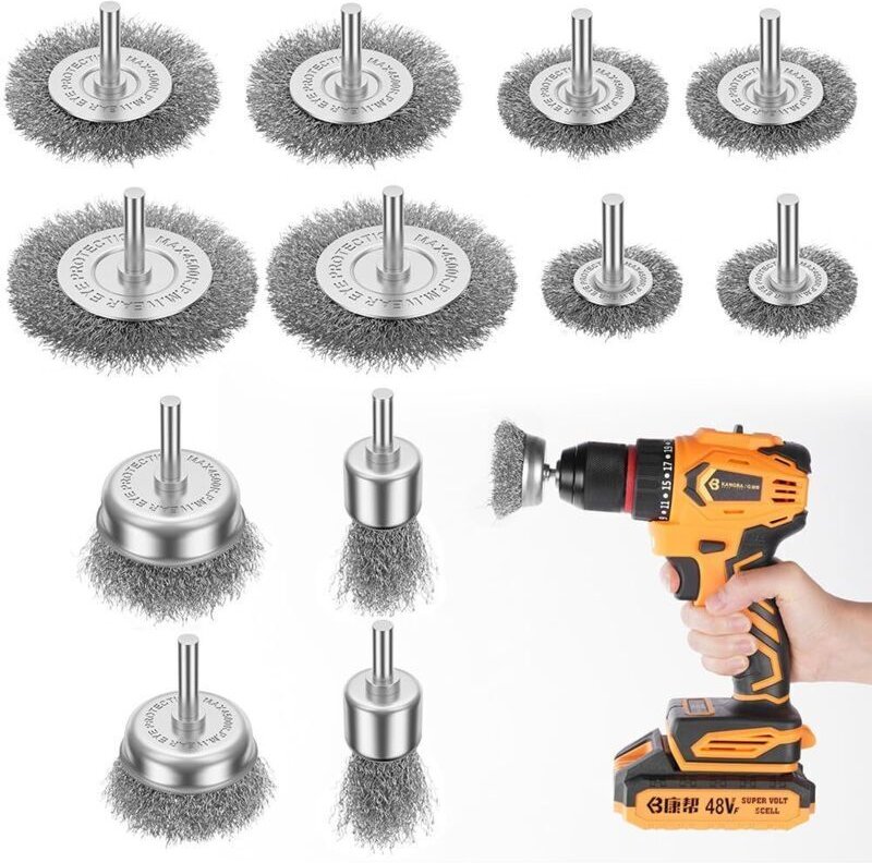 Drahtbürsten, 6-teilig, Drahtbürste für Winkelschleifer, 6 mm Edelstahl-Drahtbürste mit Sechskantschaft, Eisenbürste zur...