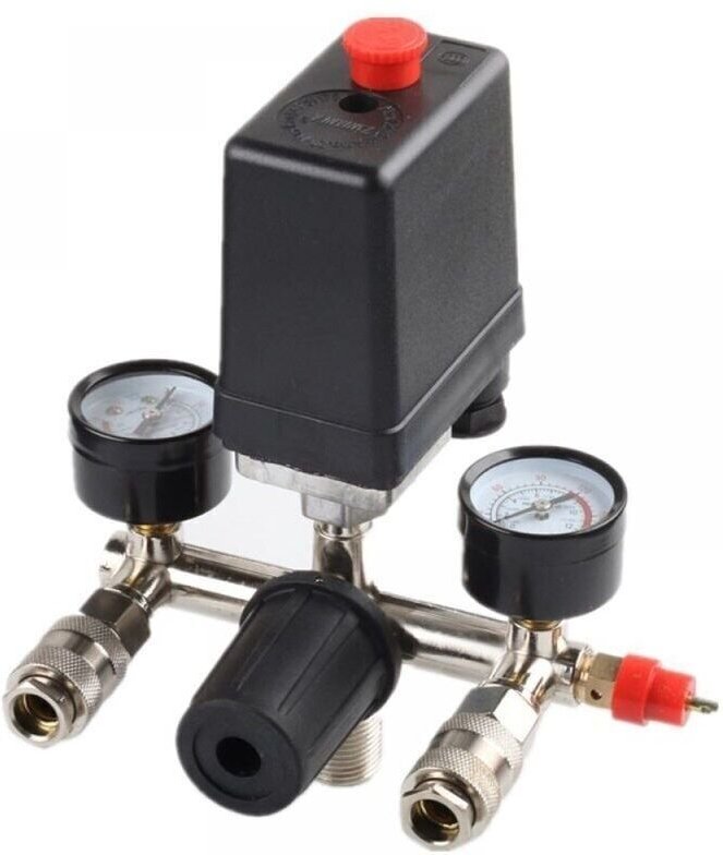Druckregler mit Druckschalter für Kompressor. Druckschalter mit 2 Anzeigen – Filter- und Kompressorregler.