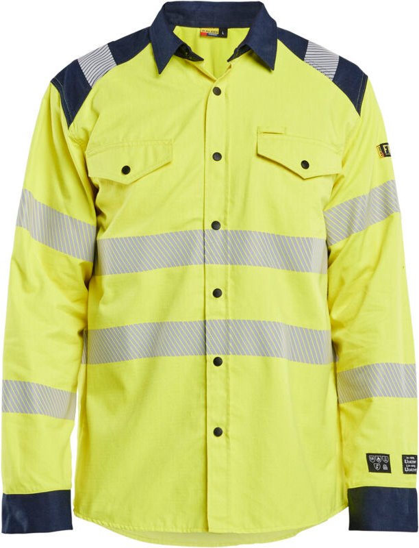 Multinorm-Arbeitshemd inhärent 3239 – Neon Gelb/Navy XXL