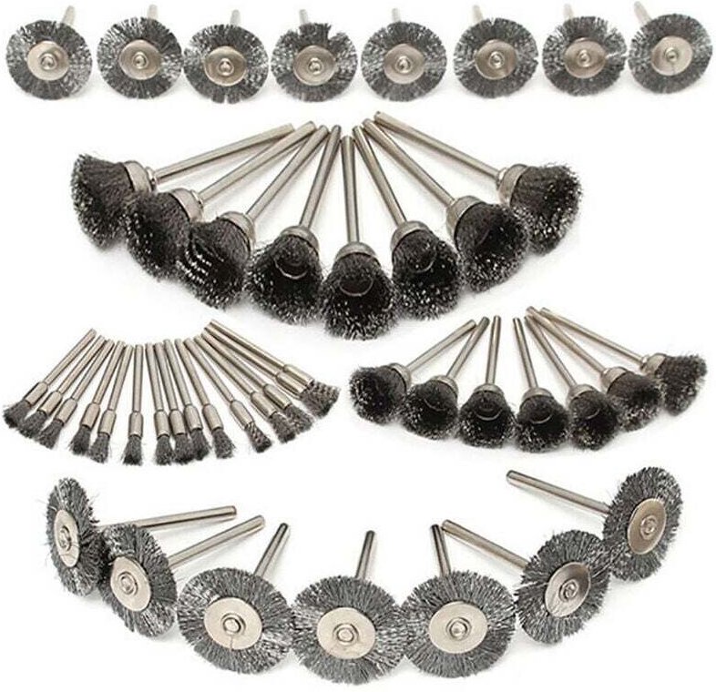 45-teiliges elektrisches Schleifdrahtbürsten-Set, Kupferdraht-Kombibürste, Drahtrad, Minibürste, kleine Stahlbürste
