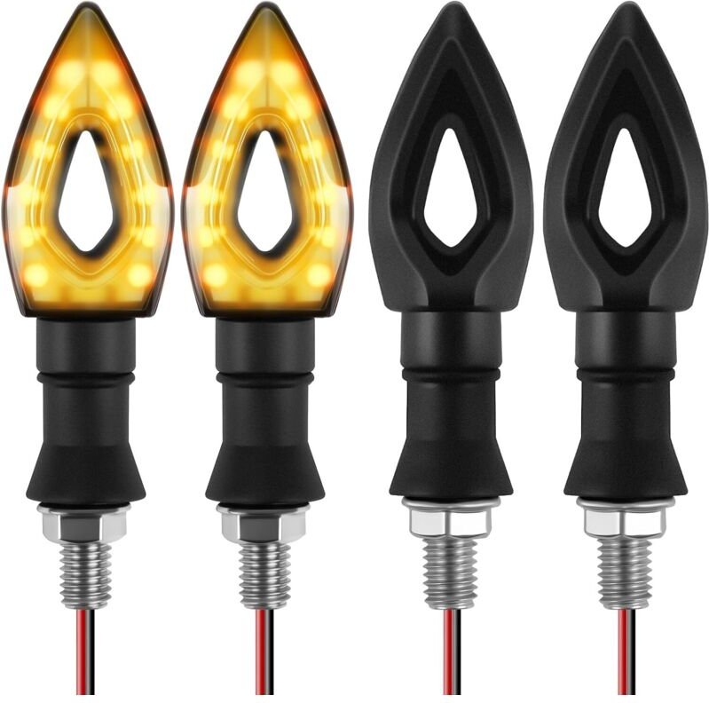 LED-Blinker für Motorräder, 4 Stück universelle, wasserdichte Motorradblinker, 12 V, blinkend, Tagfahrlicht für Motorrad...