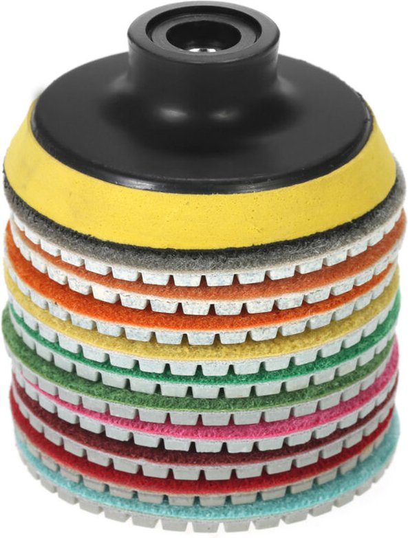 10pcs 3-Zoll-Diamant Flexible Nasspolierkissen Schleifscheibe + 1 pc Hintergrundkissen für Granit-Marmorstein Keramikfli...