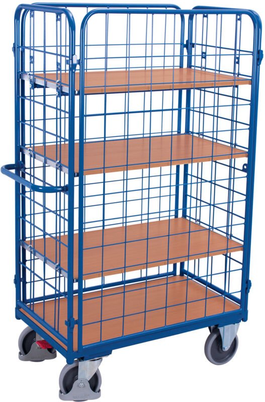 VARIOfit Etagenwagen, hoch und komplett vergittert mit 4 Etagen 1000x700mm Anthrazitgrau RAL 7016