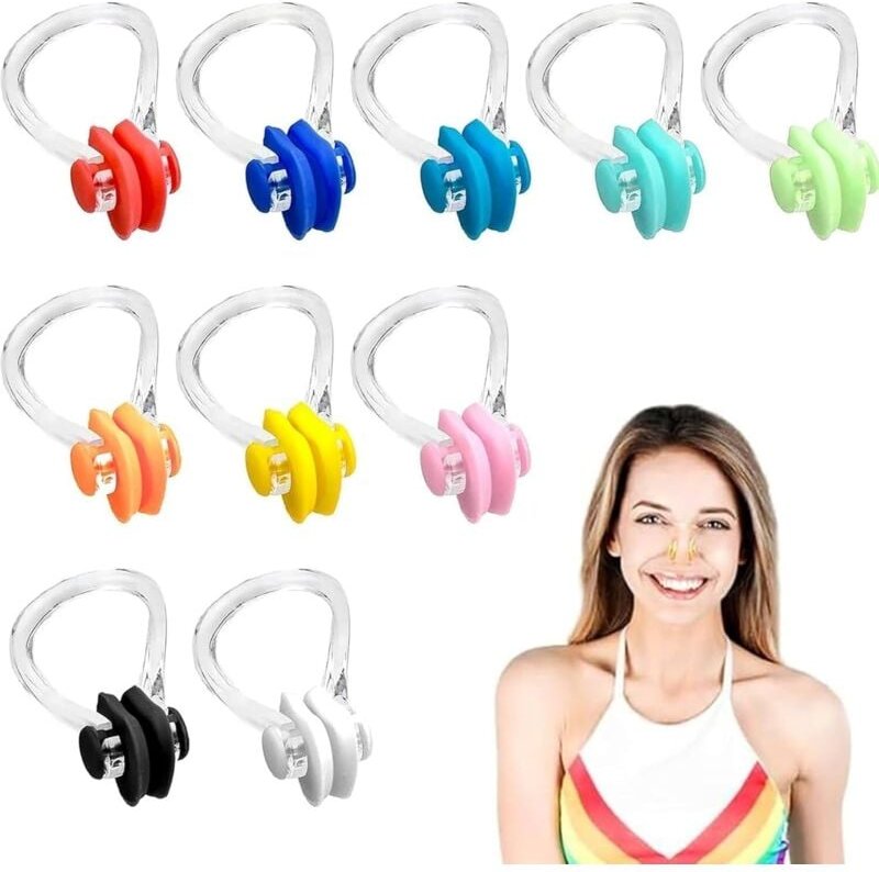 Nasenklammern zum Schwimmen, Nasenstöpsel, wiederverwendbar, wasserdicht, für Schwimmer, Anfänger, 10 Stück