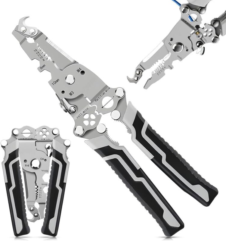 CCYKXA Abisolierzange, Elektrikerwerkzeug, Crimpzange, 18-in-1 Multifunktions-Elektrikerzange, Kann zum Abisolieren, Sch...