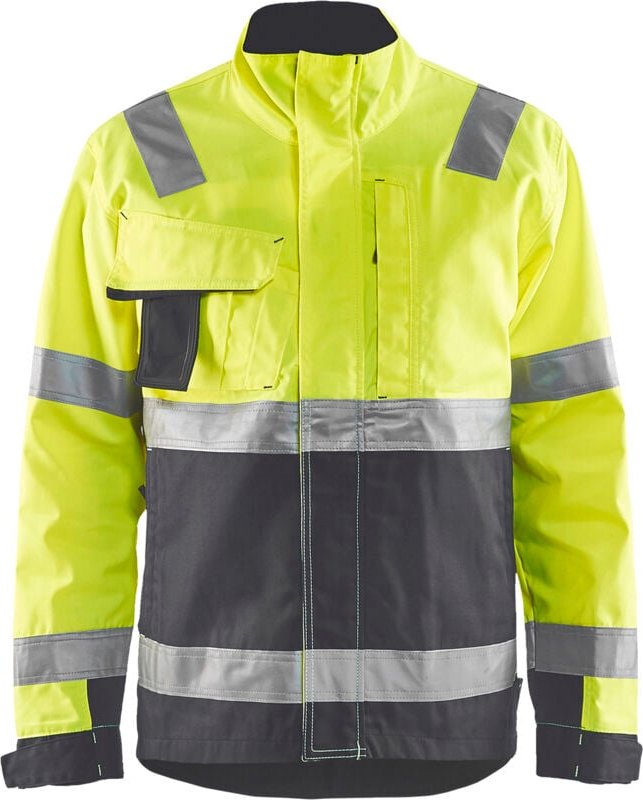 Hochsichtbare Arbeitsschutzjacke 4064 - Neon Gelb / Mittelgrau XL