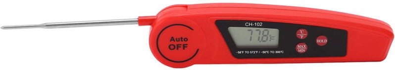 Digitales Fleischthermometer mit 180°-Öffnungswinkel, klappbarer Sonde, 5 Messgeschwindigkeiten, wasserdicht (IP66), Sof...