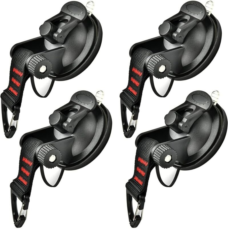 Camping-Saugnapf-Set – 4-teiliges Set extra starker Saugnapfhaken, multifunktionale Saugnäpfe für Camping, Auto, Markise...