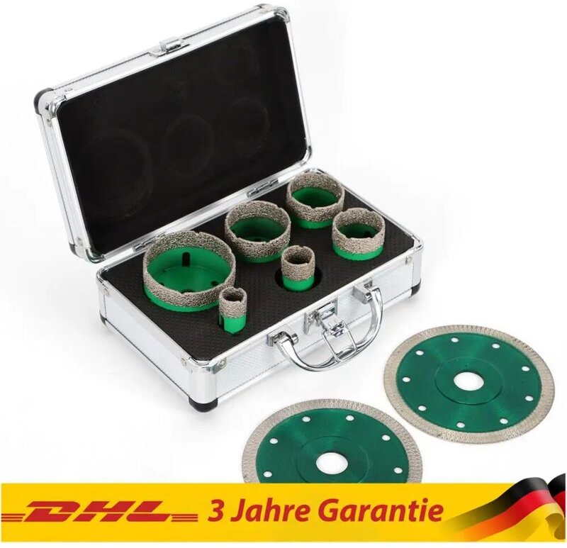 Diamantbohrer, 6 M14-Bohrer, 6 Diamantbohrer + 2 Sägeblätter, 20 mm-68 mm für die Montage von Drahtschlitzen, Signalleuc...