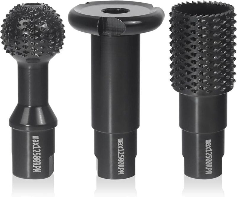 CCYKXA Set mit 3 Holzbearbeitungswerkzeugen – Schleifscheiben, Hohlbeitel und Meißel für 115/125-mm-Winkelschleifer – Sc...