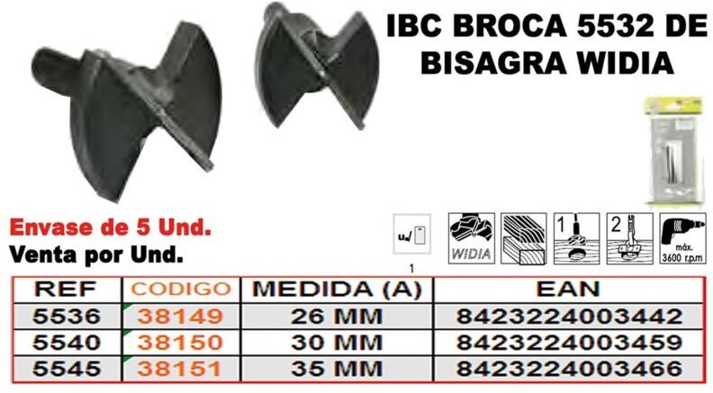 Widia Scharnierbohrer 26 mm ibc 5-536