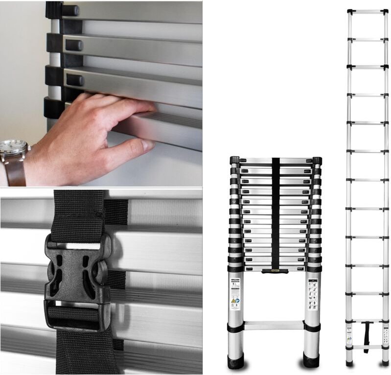 DRABEST - Leiter - Teleskopleiter - Ausziehbare Leiter - Klappbare Leiter -, Leiter - Aluminium - Ausziehbare Leiter - L...