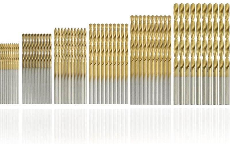 Vtizikl 60 pièces Twist Bits Micro Bits Metal HSS Bits Set Outils Bits en titane
