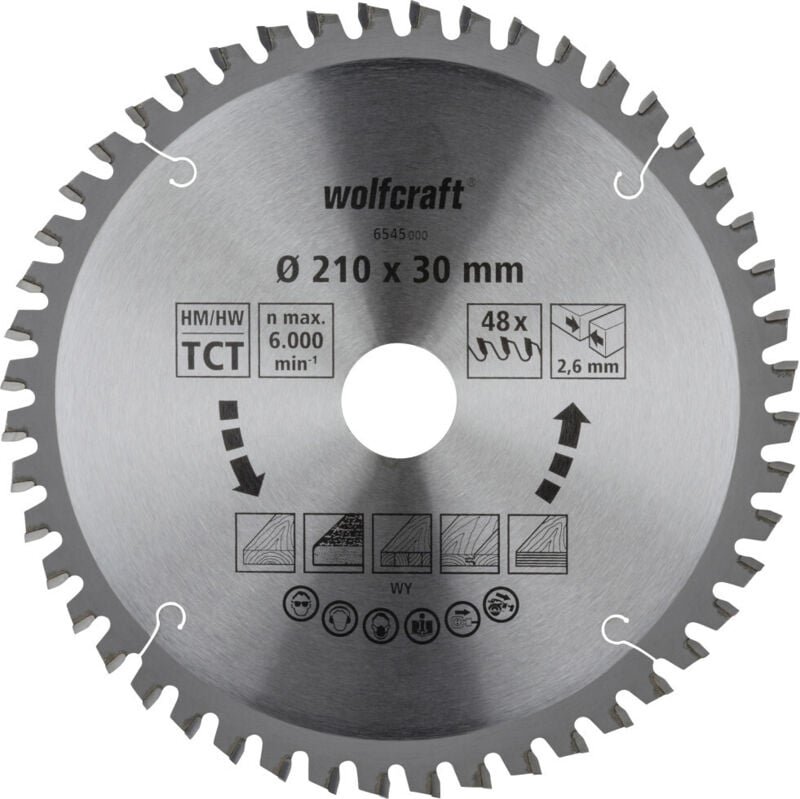 Wolfcraft Sägeblatt Ø 210 mm 48 Zähne Hartmetall Sägeblatt