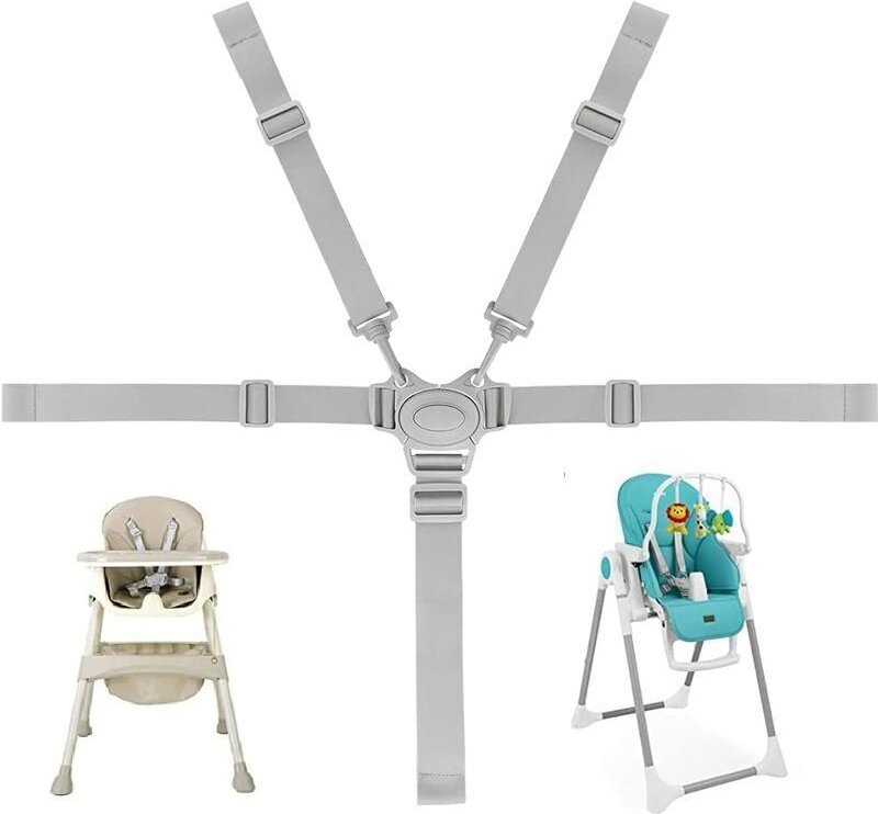 Universeller Hochstuhlgurt, verstellbarer Kinderstuhlgurt mit POM-Schnalle, Sicherheitsbefestigung, 5-Punkt-Komfortbefes...