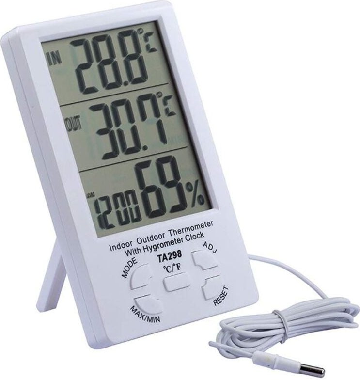 Gotrays - Hochpräzises Großbildthermometer mit Sonde für den Innen- und Außenbereich, digitales Thermometer, großes LCD-...