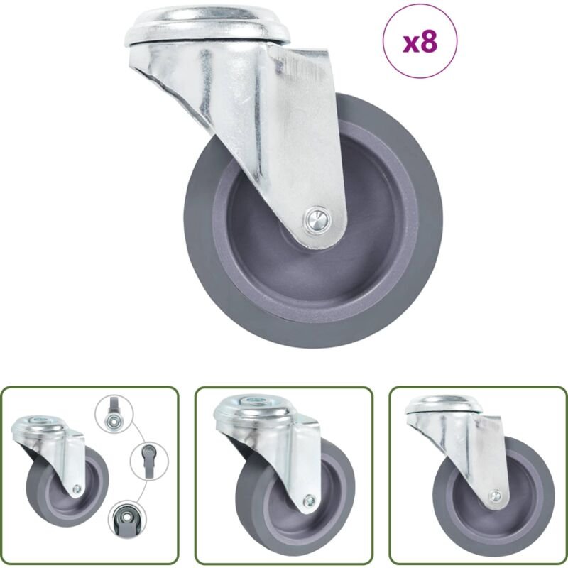 vidaXL Lenkrolle 75 mm - 8 Stk. Lenkrollen mit Bolzenloch 75 mm