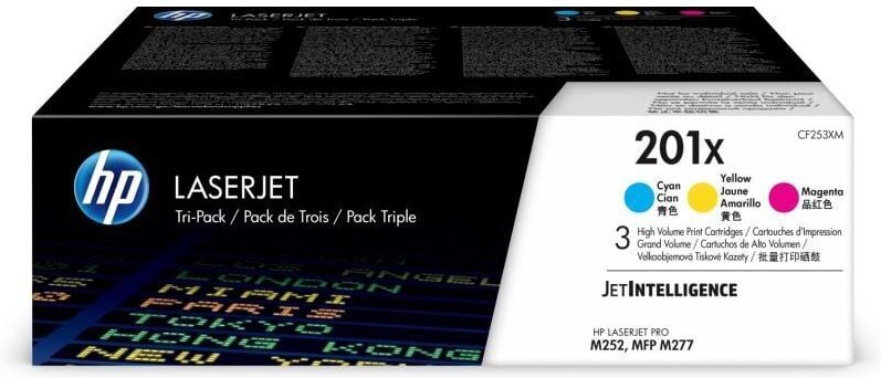 HP 201X 3er-Pack Cyan/Magenta/Gelb Original LaserJet Tonerkartuschen mit hoher Reichweite