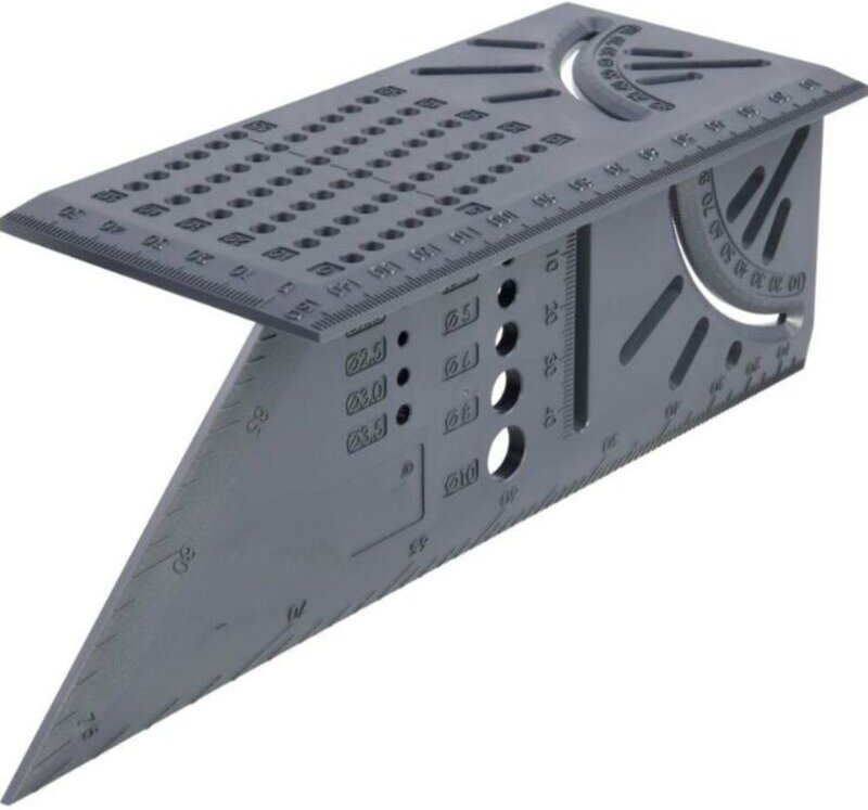 3D-Gehrungswinkel – Markiert Winkel von 45° bis 90° – 150 x 275 x 66 mm – Robuster 3D-Gehrungswinkel aus anthrazitfarben...