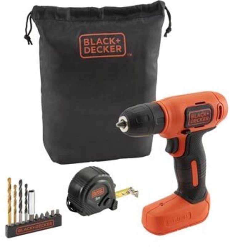 BLACK+DECKER Akku-Bohrschrauber BDCD8GPA, 7,2Volt, orange/schwarz, Li-Ionen Akku 1,5Ah, inkl.