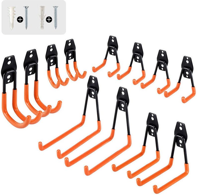 12er-Pack robuste Doppelhaken-Garagenhaken zum Organisieren von Garten- und Garagenwerkzeugen, Elektrowerkzeugen, Stühle...