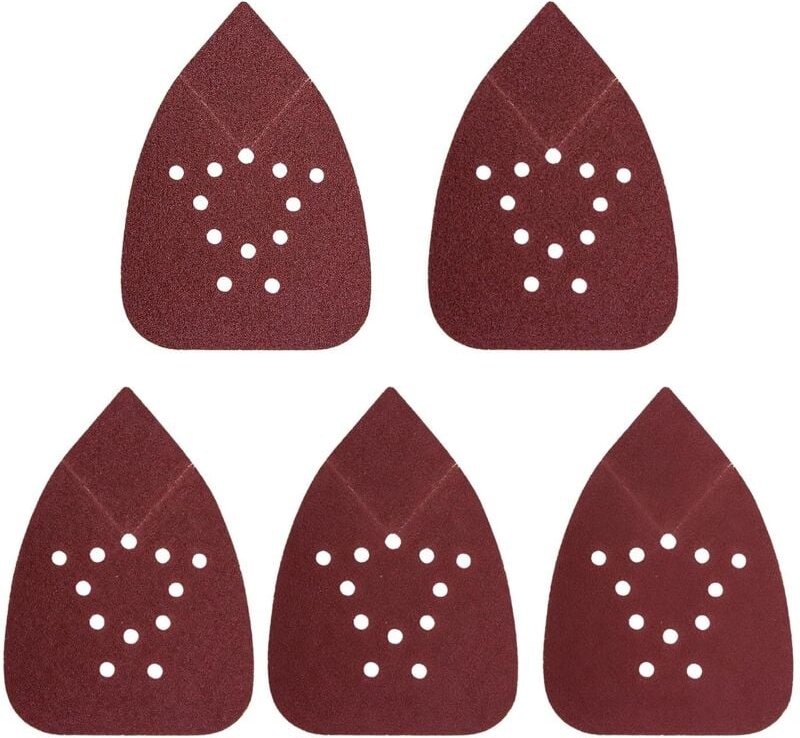 50 Stück Schleifblätter Schleifpapier, dreieckiges Schleifpapier 140 x 95 mm, 12 Löcher, Körnung 60/80/120/180/240, für ...