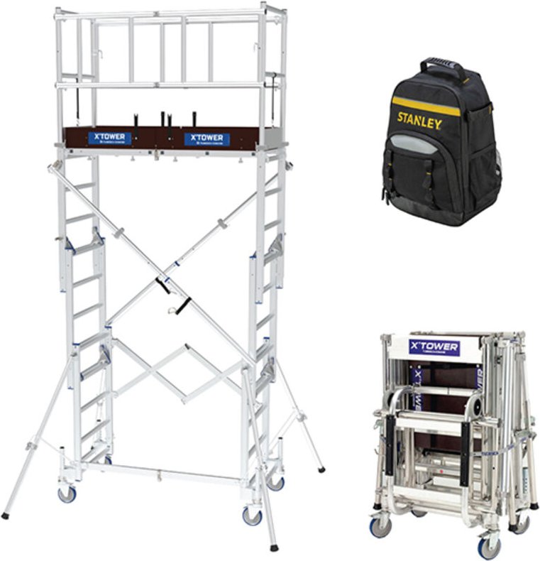 Teleskopgerüst X-TOWER Max Arbeitshöhe 4,80m + Rucksack - XTOWER-SAC