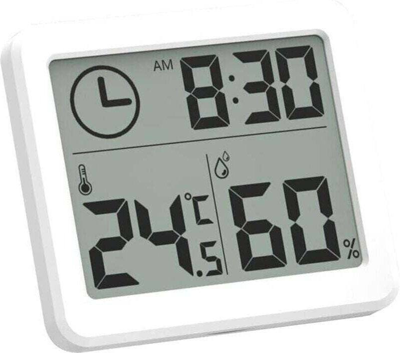 Digitales Thermometer-Hygrometer, Temperatur- und Feuchtigkeitsmesser mit Uhr