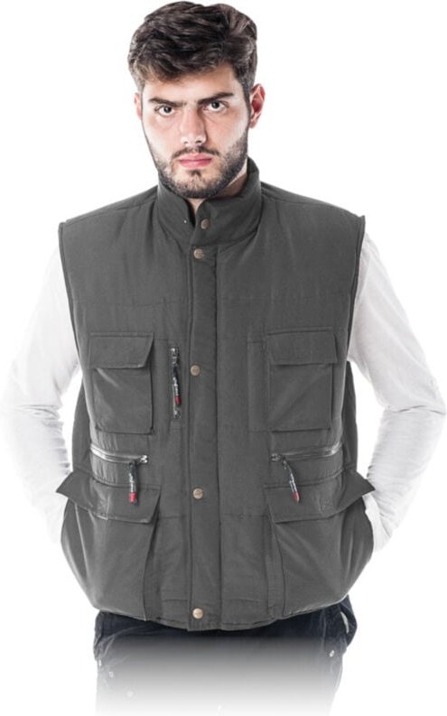 gepolsterte Arbeitsweste mit vielen Taschen grau XXL