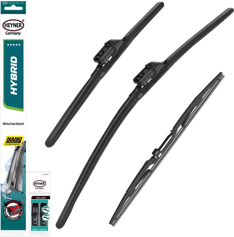 HEYNER® Scheibenwischer mit Heckwischer komp. mit TOYOTA AVENSIS Station Wagon (11.2008 - 10.2018) HYBRID Flachbalkenwis...