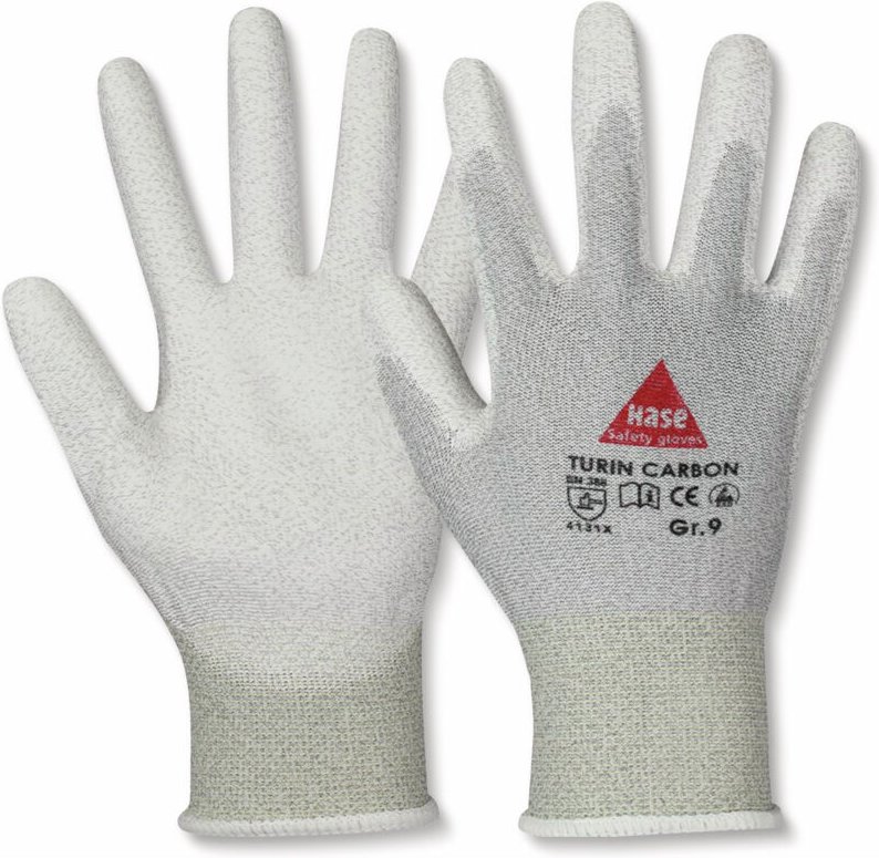 Hase Safety Gloves - Montagehandschuhe, turin carbon, EN388, en 420, antistatisch, grau/weiß, Größe 10