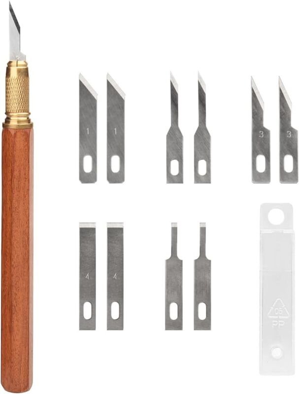 Präzisions-Bastelmesserset, Exacto Hobbymesserset mit Holzgriff, 10 SK5-Stahlklingen und Klingenschutz zum Modellieren u...