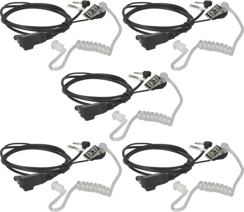 vhbw 5x Headset kompatibel mit Motorola T5550, T5532, T5500AA, T5500, T5522, T5512 Funkgerät - schwarz, Transparenter Ak...