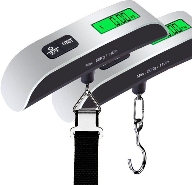 elektronische Gepäckwaagen, tragbare Reisekofferwaagen mit Temperaturmessfunktion und Tara-Funktion