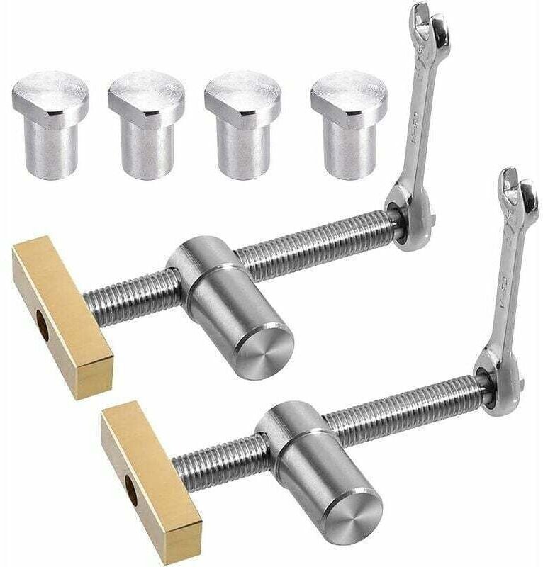 Set aus 2 Schnellspann-Werkbankklemmen mit 4 Anschlägen für 20-mm-Bohrungen, einem Werkbank-Positionierungsanschlag und ...