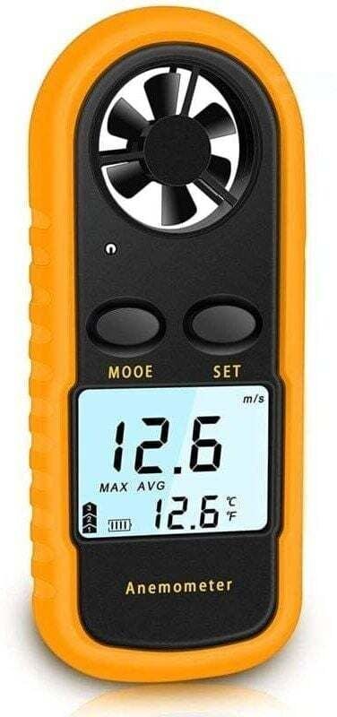 Tragbares Anemometer, hochpräzises digitales Anemometer (±5%) mit LCD-Hintergrundbeleuchtung, tragbares Outdoor-Anemomet...