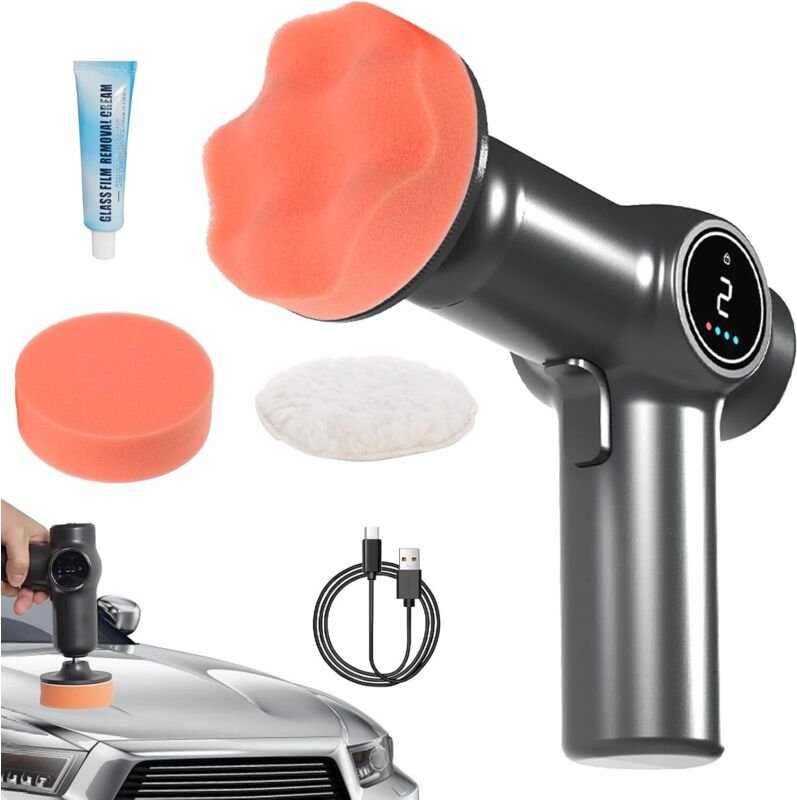 Poliermaschinen-Set, akkubetriebenes Poliermaschinen-Set mit 3 Polierpads, wiederaufladbare, kabellose Poliermaschinen z...